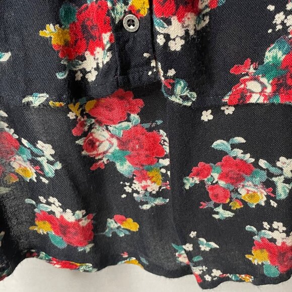 Mudd Button Up Long Sleeve Shirt Black and Red Floral Casual Top Womens Size XL - Picture 6 of 7